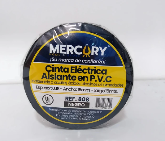 CINTA AISLANTE NEGRA 15 MTS MERCURY